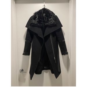 MACKAGE Isabel Shearling Accent Wool Coat